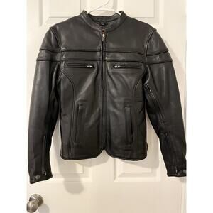 First Classic Women's Size S Black Leather Motorcycle Jacket Zip Out Lining